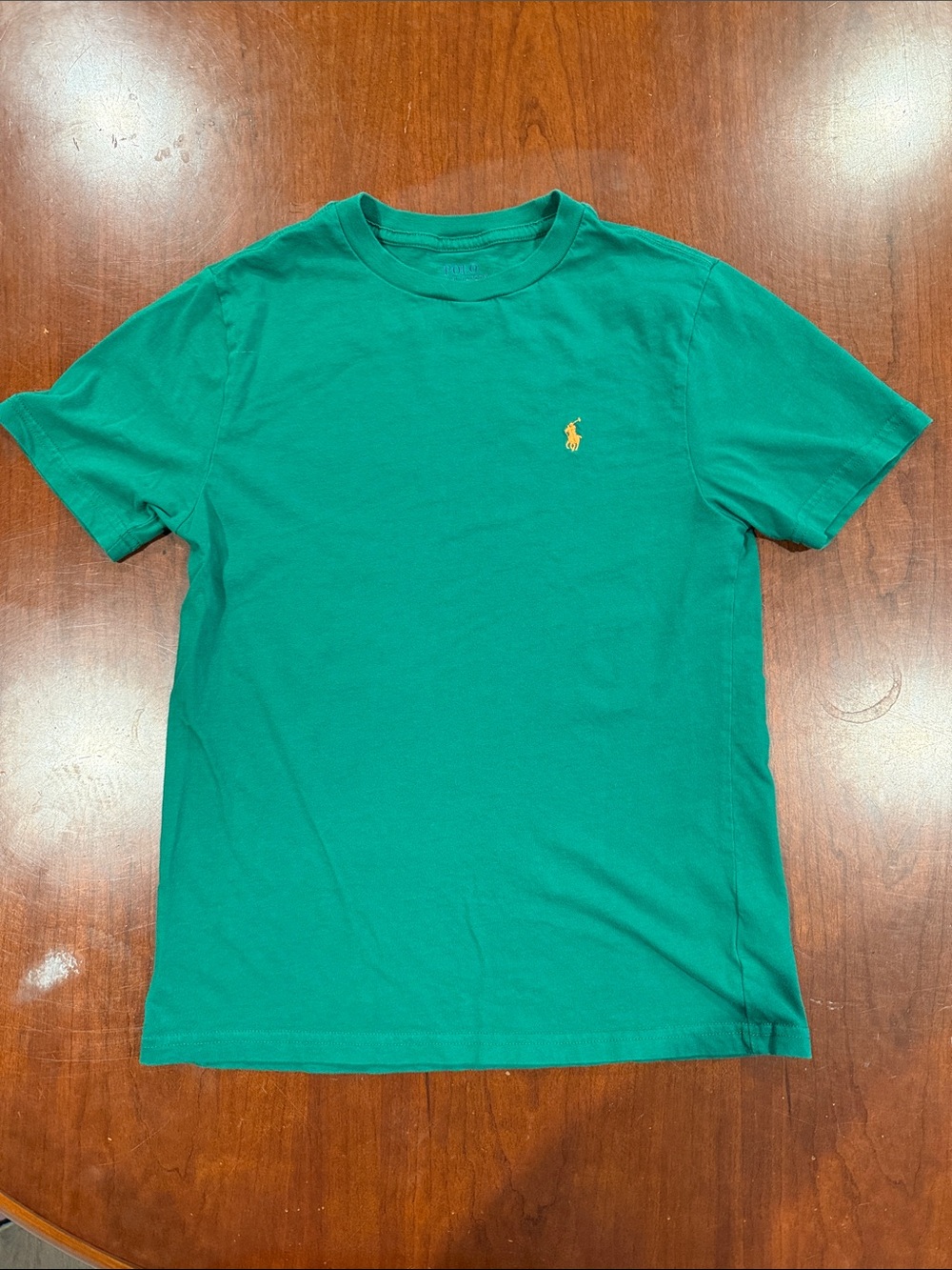 Boys Polo by Ralph Lauren Green Crewneck T-Shirt with Yellow Pony Size Medium